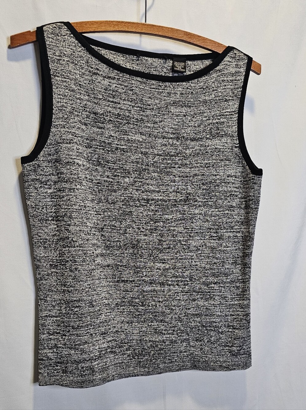 100% silk Sleeveles Top Gray With Black Trim